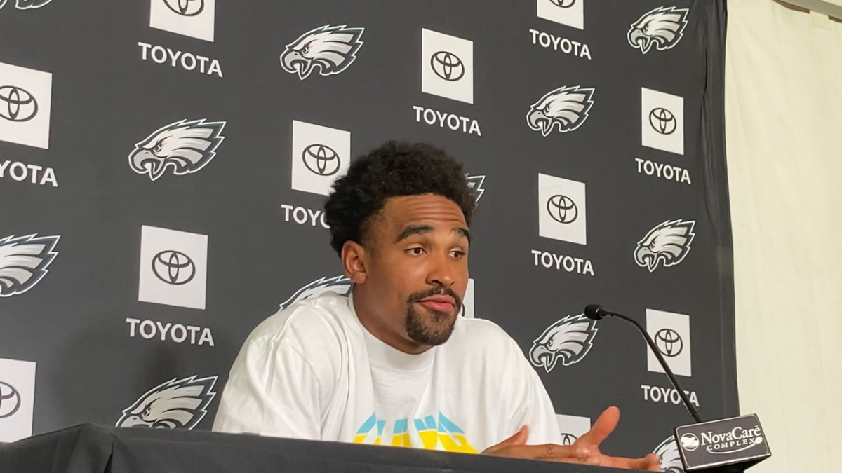 Jalen Hurts during OTAs